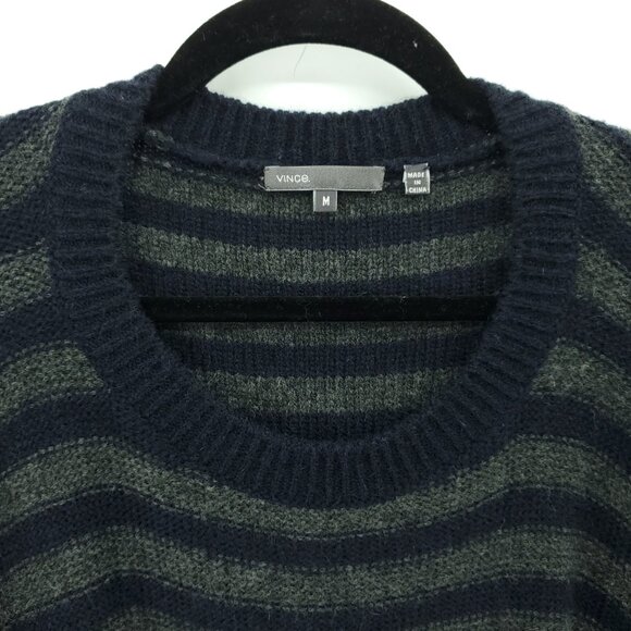 Vince Merino Wool/Camel Blend Slouchy Stripe Sweater M Black/Gray - Picture 7 of 16